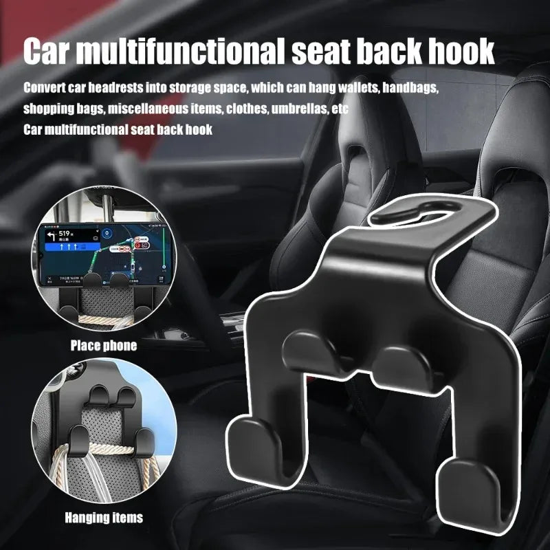 1pcs Multifunctional Car Seat Back Hook Double Head Phone Hanger Headrest Hanging Bag Storage Hanger Car Interior Accessories