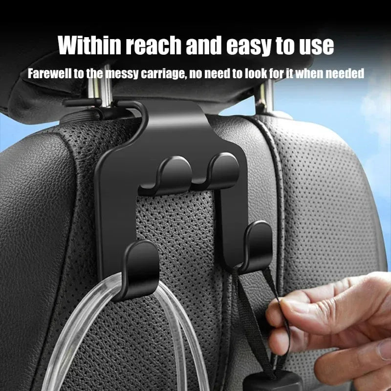 1pcs Multifunctional Car Seat Back Hook Double Head Phone Hanger Headrest Hanging Bag Storage Hanger Car Interior Accessories